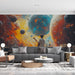 Cosmic Explosion Mural Wallpaper in Living Room | Various Colors (Orange, Yellow, Blue, etc.) of Cosmic Explosion