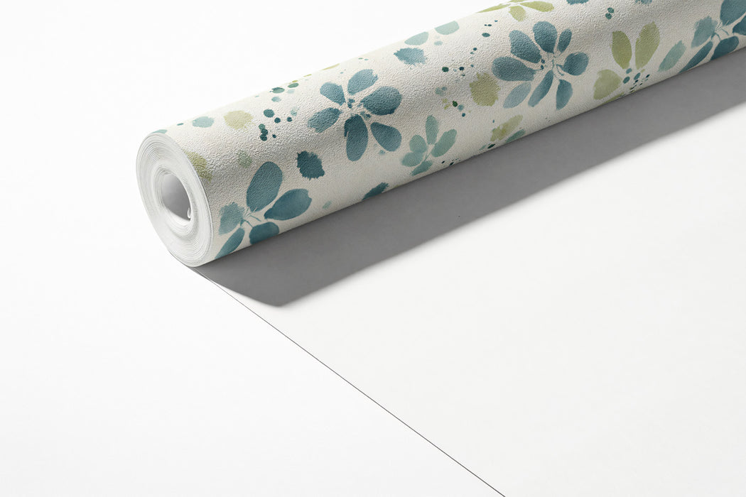 Modern Floral Mural Wallpaper | Abstract Blue and Green Leaves