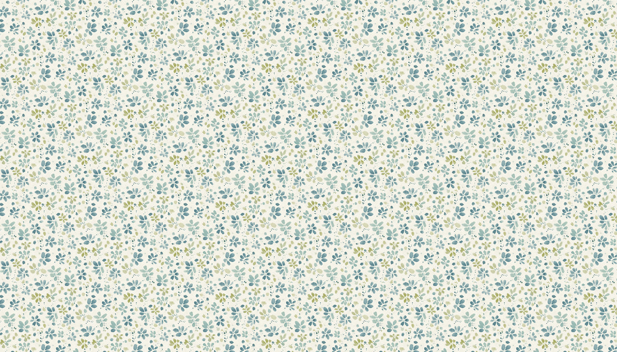 Modern Floral Mural Wallpaper | Abstract Blue and Green Leaves