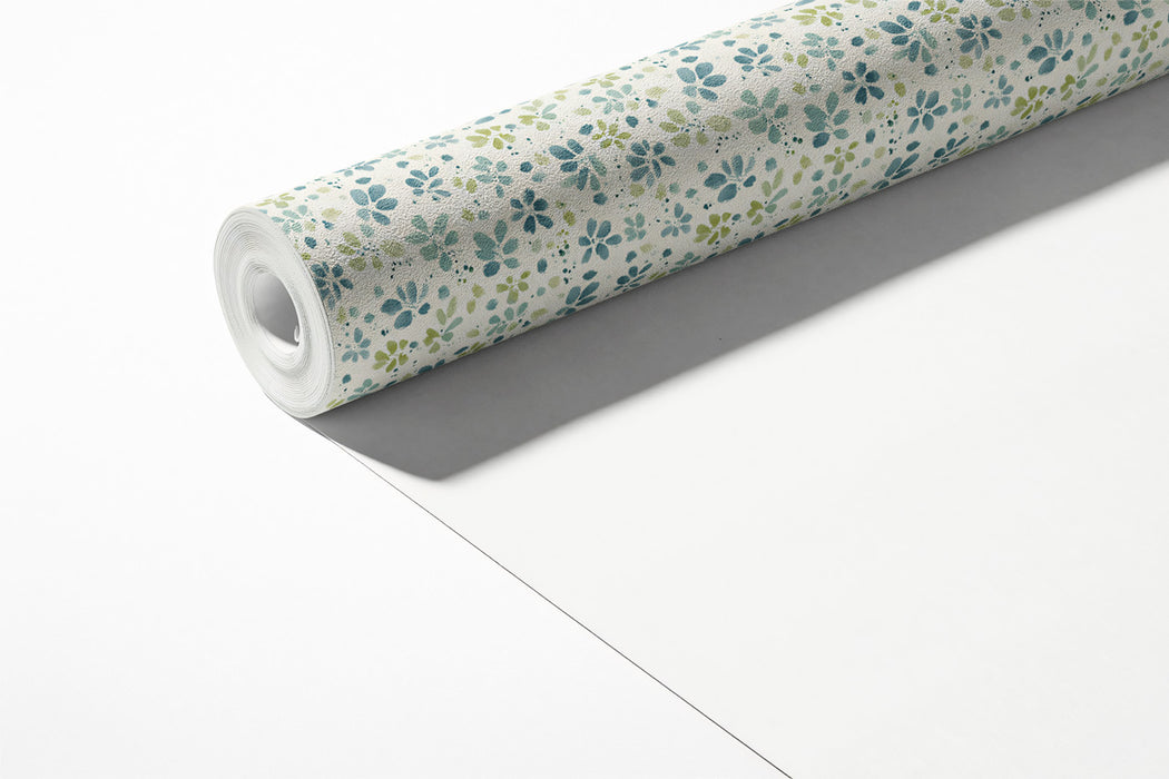 Modern Floral Mural Wallpaper | Abstract Blue and Green Leaves