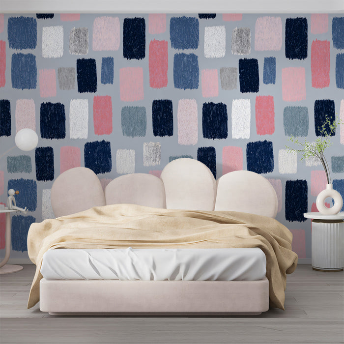 Modern Abstract Mural Wallpaper | Painterly Geometric Blocks