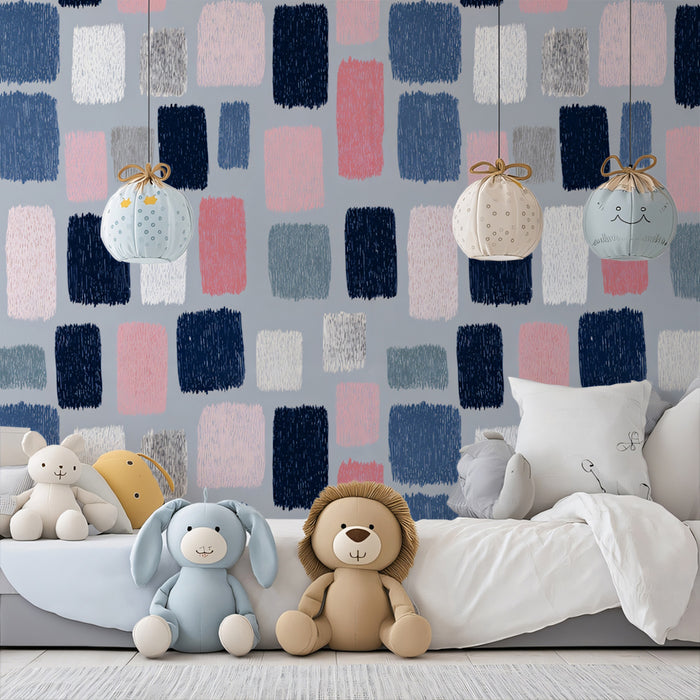 Modern Abstract Mural Wallpaper | Painterly Geometric Blocks