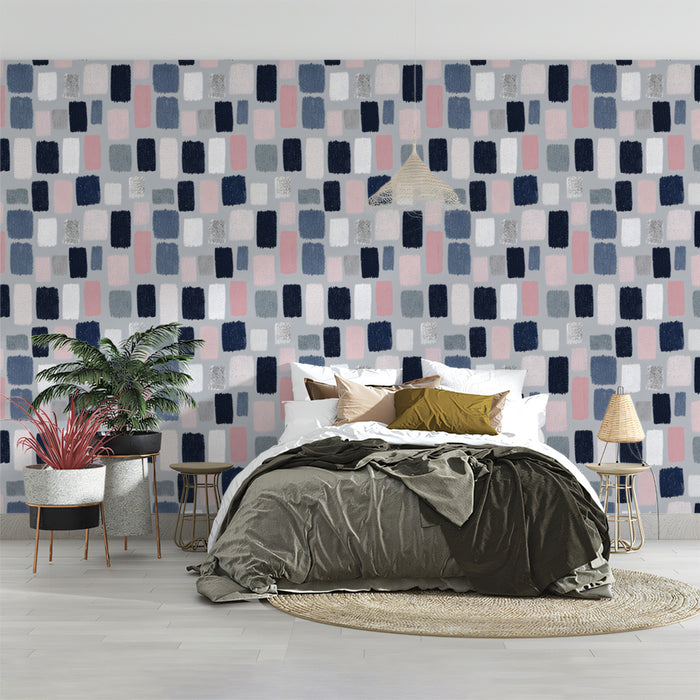 Abstract Block Mural Wallpaper | Subtle Geometric Pattern