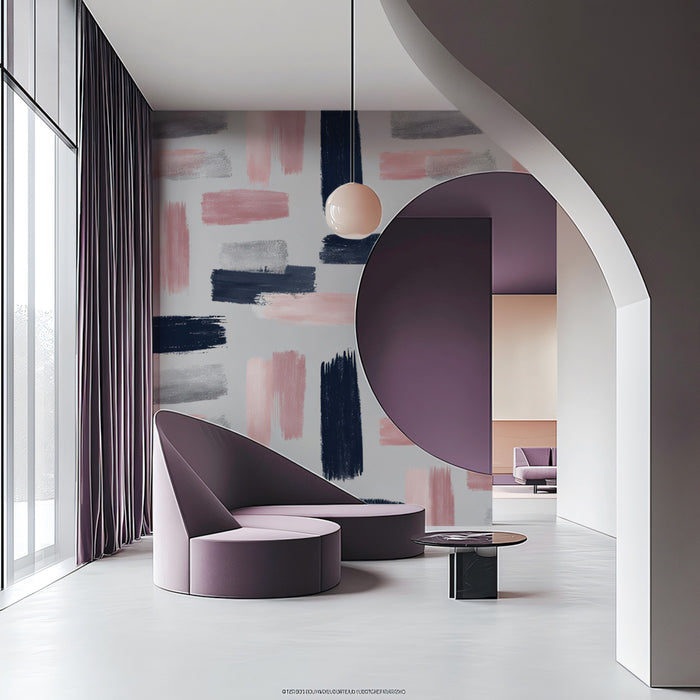 Modern Abstract Mural Wallpaper | Bold Brushstroke Texture