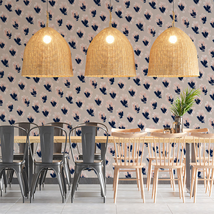 Subtle Feather Mural Wallpaper | Abstract Pink and Blue Pattern