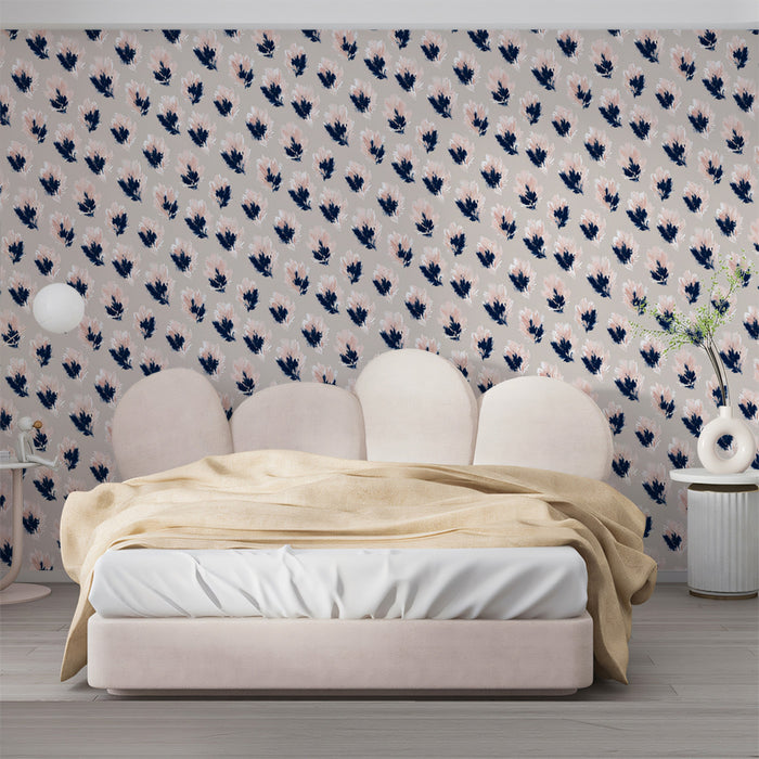 Subtle Feather Mural Wallpaper | Abstract Pink and Blue Pattern
