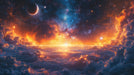Spaceship Window View Mural Wallpaper in Living Room | Various Colors (Blue, Orange, Yellow, etc.) of Spaceship