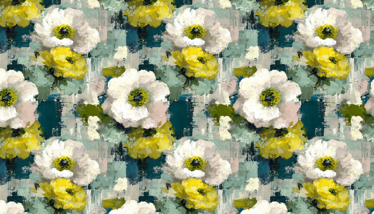 Abstract Floral Mural Wallpaper | Vibrant Painted Texture