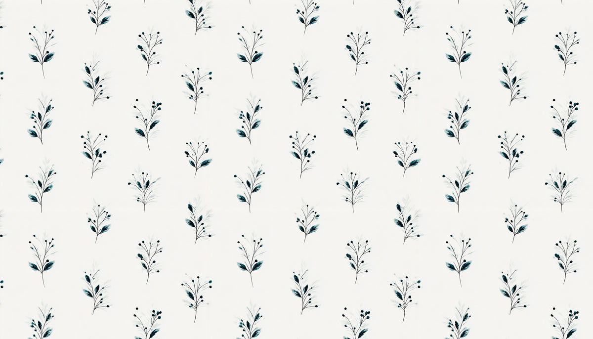 Delicate Botanical Mural Wallpaper | Abstract Leaf and Berry Pattern