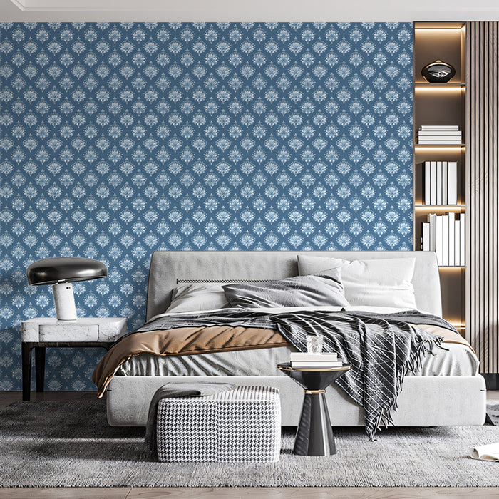 Classic Damask Mural Wallpaper | Elegant Blue Pattern