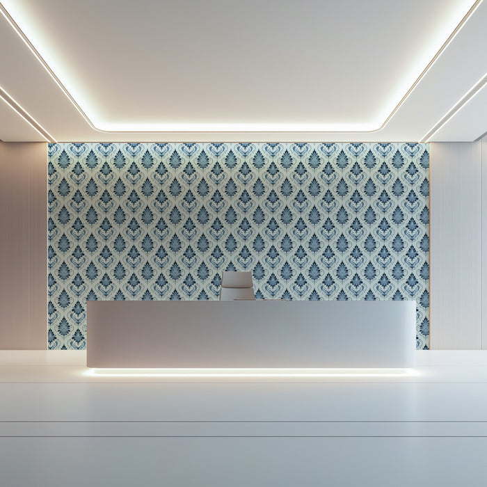 Classic Floral Mural Wallpaper | Timeless Blue Damask