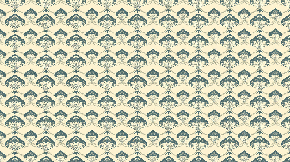 Classic Damask Mural Wallpaper | Elegant Blue and Beige