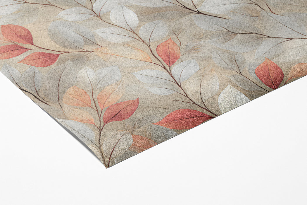 Abstract Botanical Mural Wallpaper | Delicate Pink and Gray Leaves