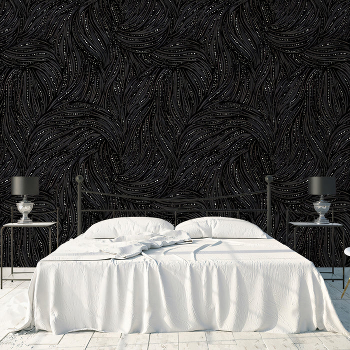 Abstract Swirl Mural Wallpaper | Dramatic Black and Gray Texture
