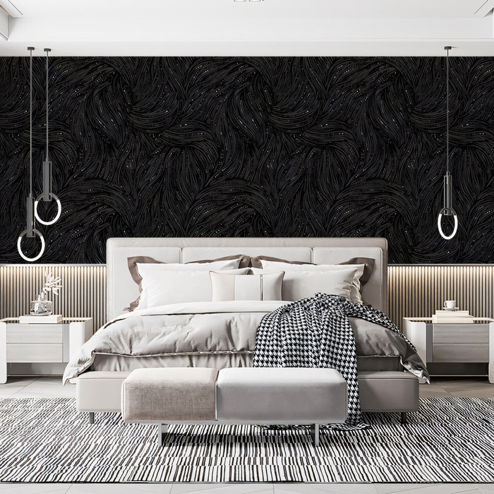 Abstract Swirl Mural Wallpaper | Dramatic Black and Gray Texture