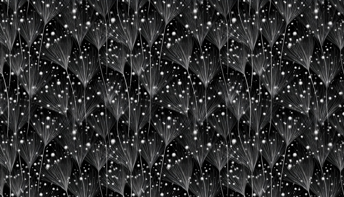 Abstract Dandelion Mural Wallpaper | Modern Black and White Pattern