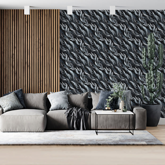 Abstract Swirl Mural Wallpaper | Modern Monochromatic Texture
