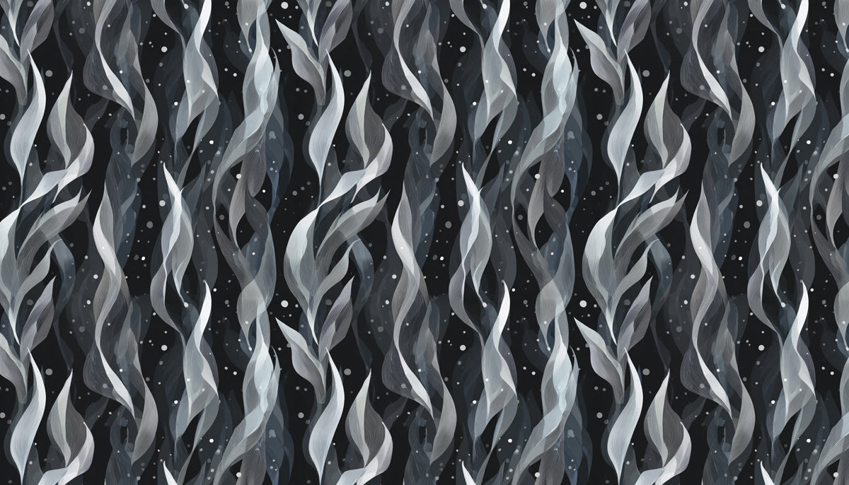 Abstract Ribbon Mural Wallpaper | Ethereal Black and White Texture