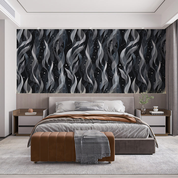 Abstract Ribbon Mural Wallpaper | Ethereal Black and White Texture