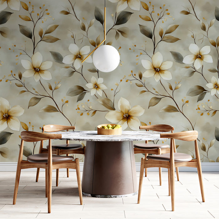 Abstract Floral Mural Wallpaper | Painted Botanical Texture