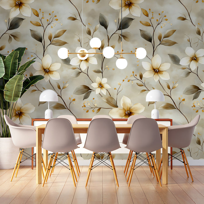 Abstract Floral Mural Wallpaper | Painted Botanical Texture