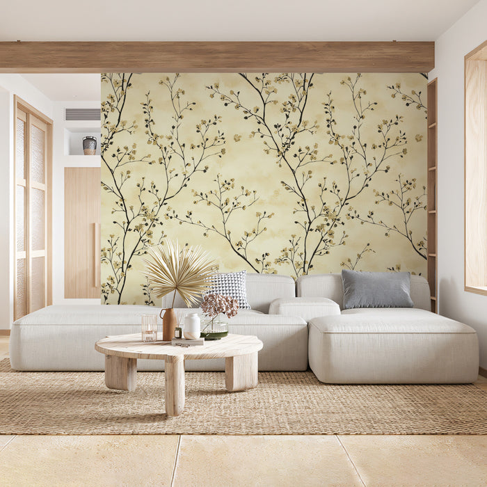 Abstract Botanical Mural Wallpaper | Serene Branch Pattern