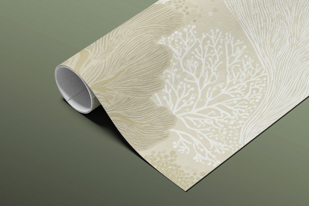 Sculptural Leaf Mural Wallpaper | Luxurious Beige Texture