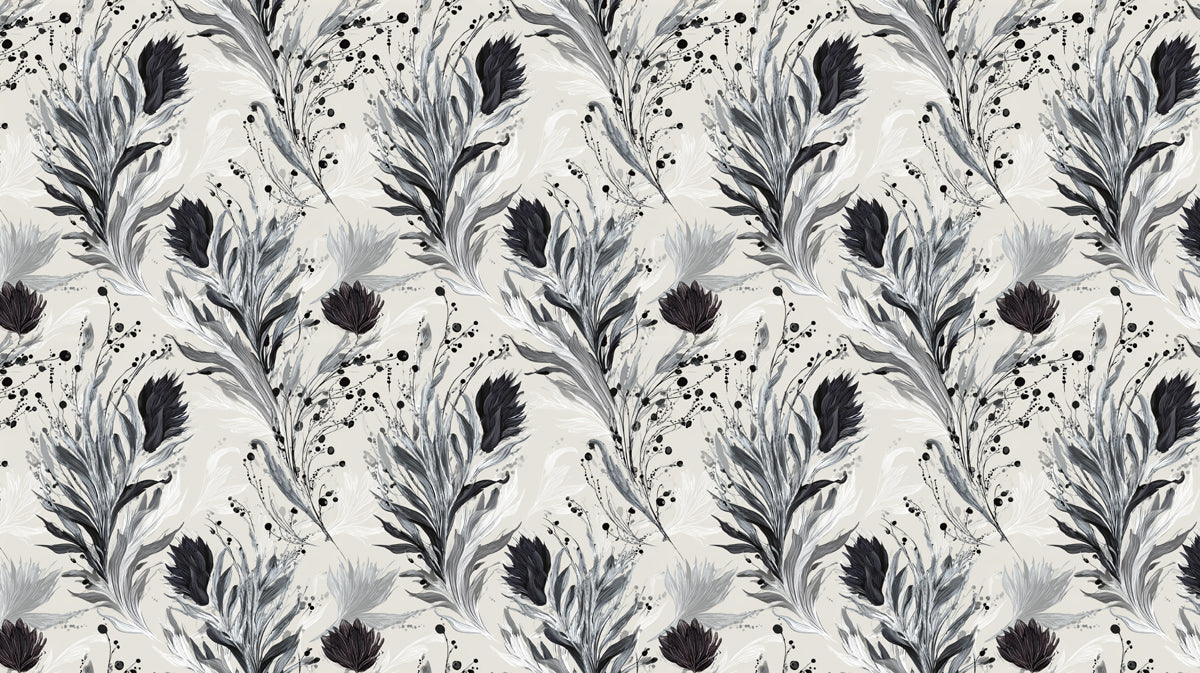 Abstract Floral Mural Wallpaper | Dramatic Black and White