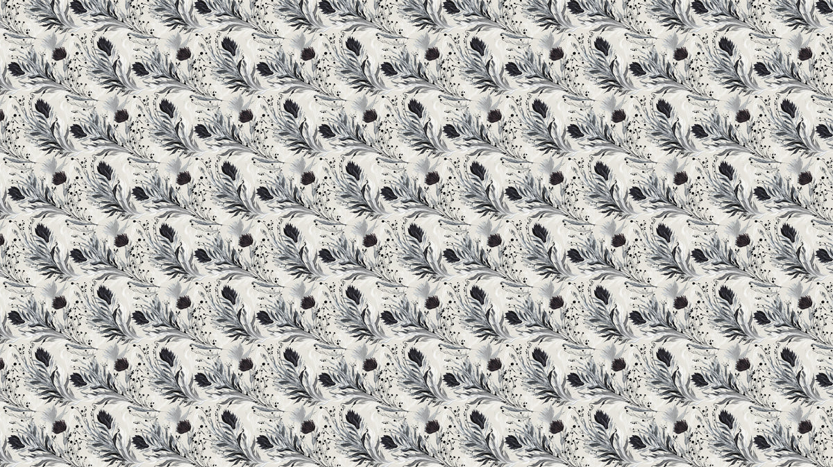 Abstract Floral Mural Wallpaper | Subtle Black and White