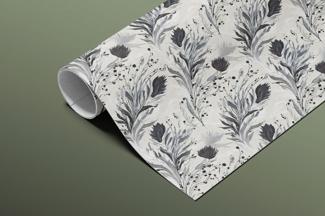 Abstract Floral Mural Wallpaper | Subtle Black and White