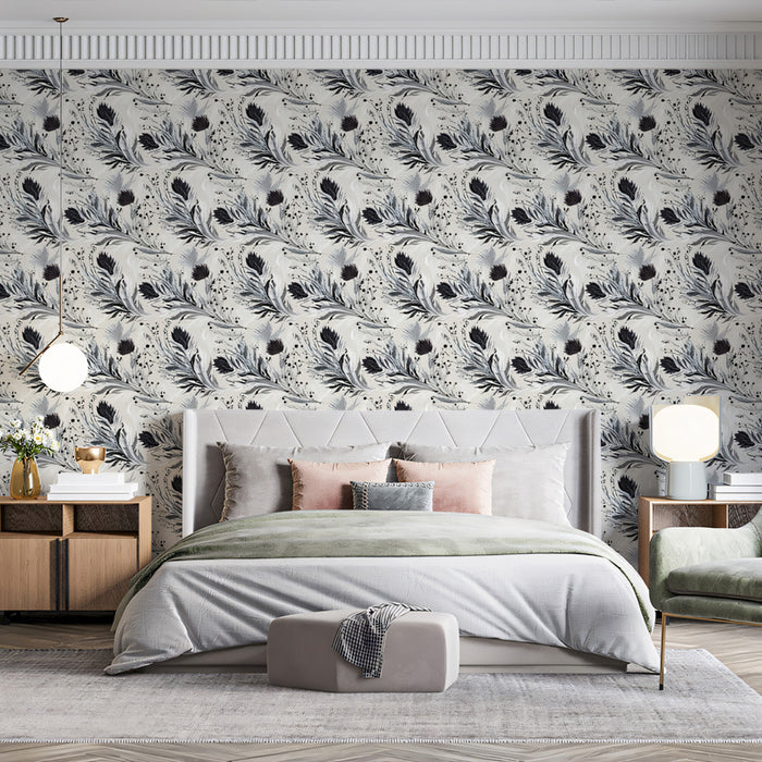 Abstract Floral Mural Wallpaper | Subtle Black and White