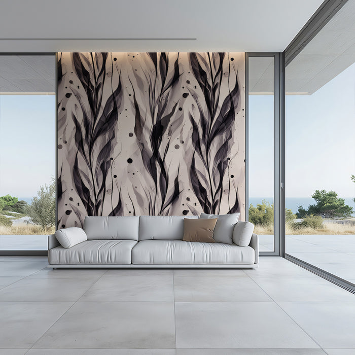 Abstract Leaf Mural Wallpaper | Modern Vertical Texture