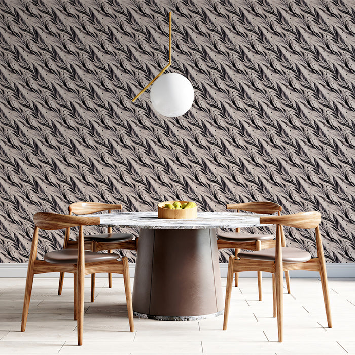 Modern Leaf Mural Wallpaper | Subtle Diagonal Texture