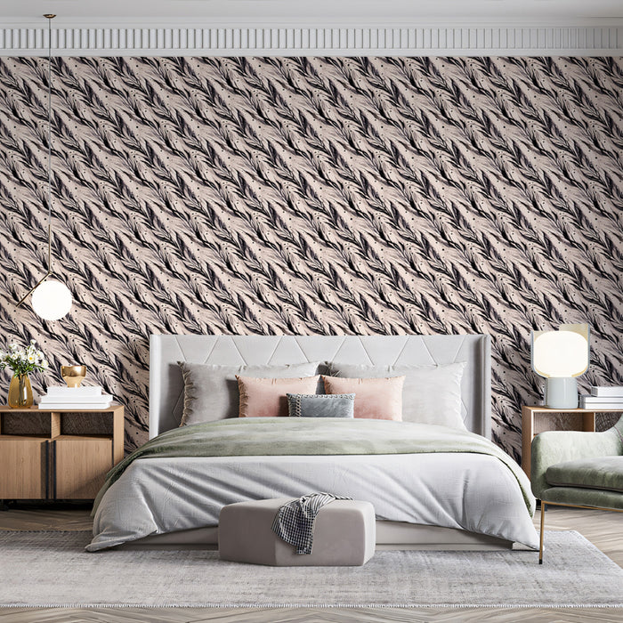 Modern Leaf Mural Wallpaper | Subtle Diagonal Texture