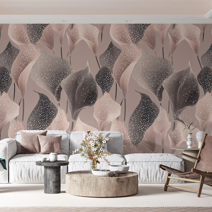 Abstract Calla Lily Mural Wallpaper | Modern Textured Pink and Gray