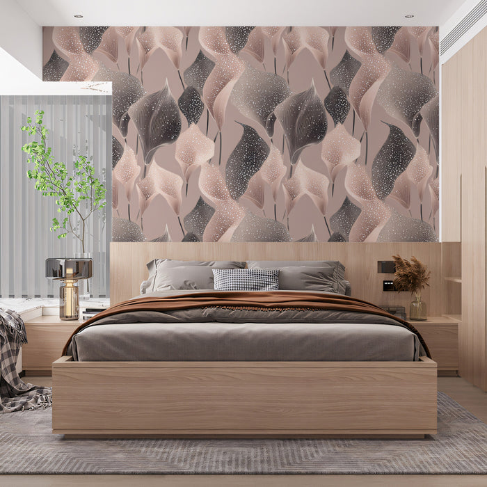 Abstract Calla Lily Mural Wallpaper | Modern Textured Pink and Gray