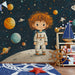 Child Astronaut in Space Wallpaper in Child's Room | Various Colors (Blue, Orange, etc.) of Child Astronaut