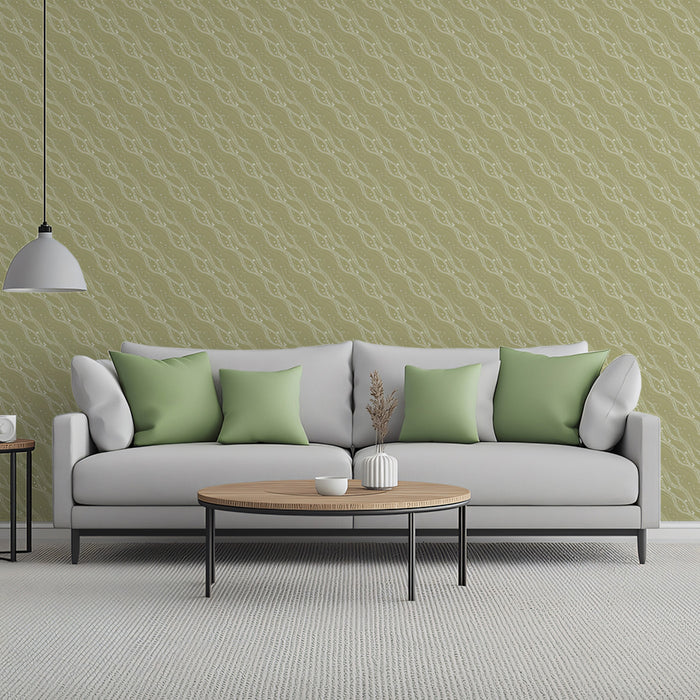 Diagonal Ribbons Wallpaper | Subtle Olive Green Texture