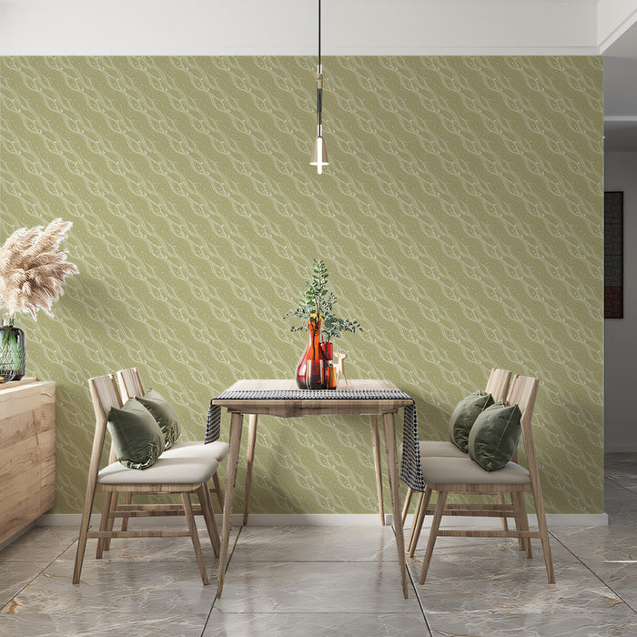 Diagonal Ribbons Wallpaper | Subtle Olive Green Texture