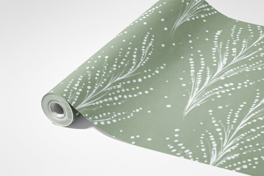 Dotted Fern Mural Wallpaper | Minimalist Sage Green