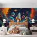 Rocket Launch Mural Wallpaper in Bedroom | Various Colors (Blue, Red, Orange, etc.) of Rocket
