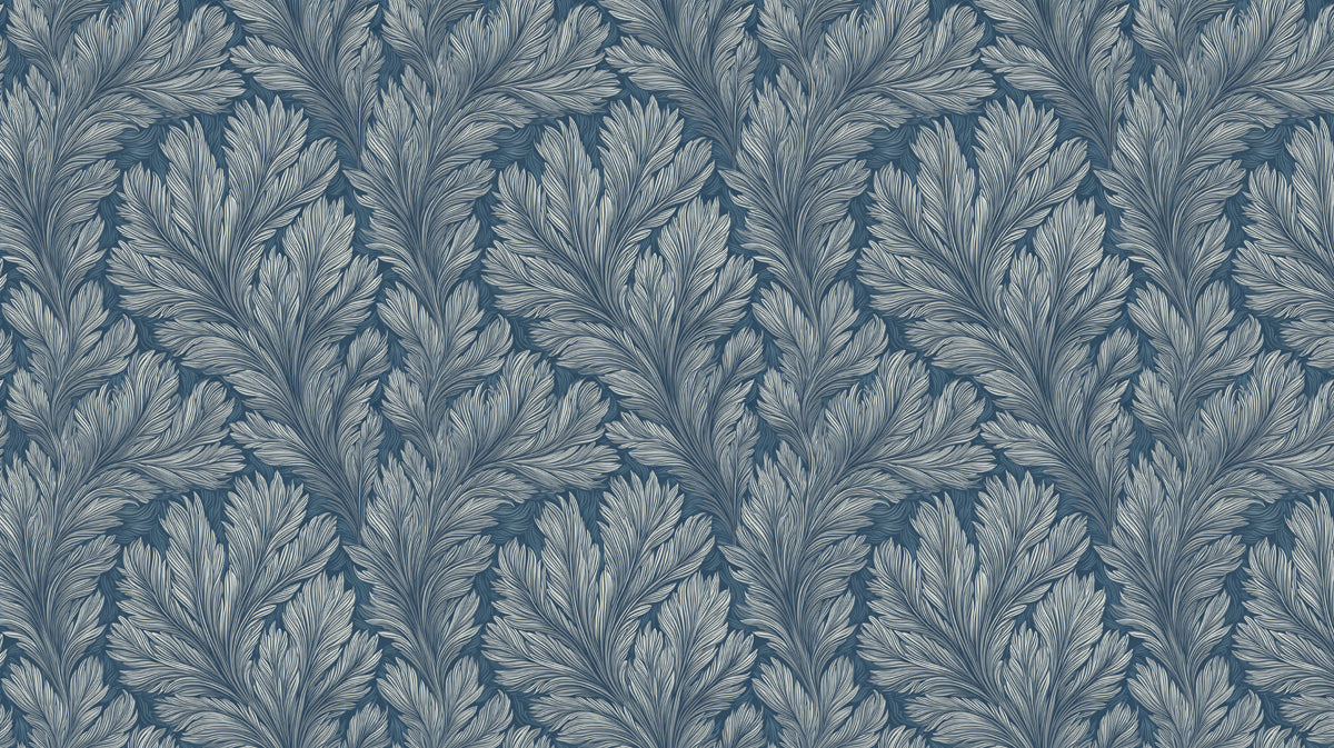 Moody Fern Frond Mural Wallpaper | Deep Indigo, Textured, Large-Scale Repeat