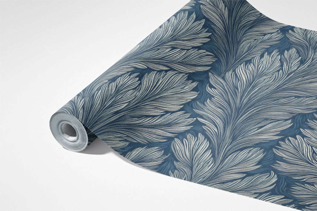 Moody Fern Frond Mural Wallpaper | Deep Indigo, Textured, Large-Scale Repeat