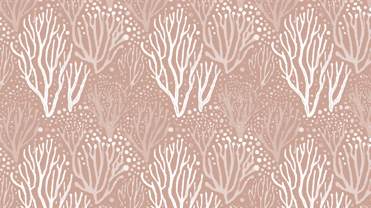 Abstract Coastal Coral Mural Wallpaper | Soft Dusty Rose, White, Organic Texture