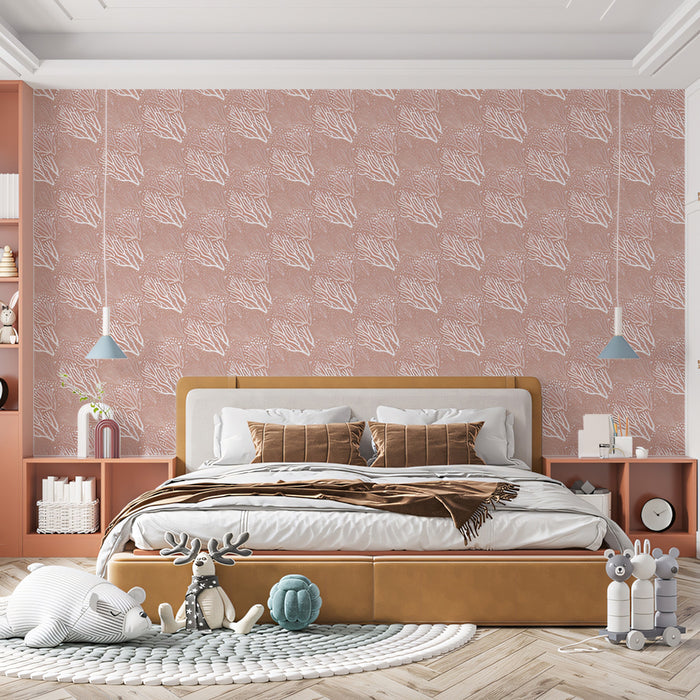 Intricate Coral Texture Wallpaper | Monochromatic Dusty Rose, Fine-Line Pattern