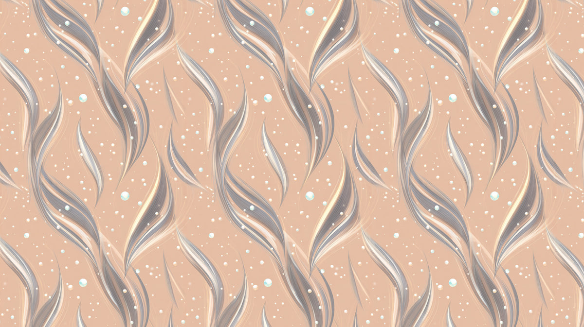 Woven Botanical Mural Wallpaper | Flowing Leaves, Dusty Rose, Silver Highlights
