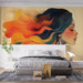 Abstract Woman with Flowing Hair Mural Wallpaper in Living Room | Various Colors (Blue, Orange, Red, etc.) of Woman