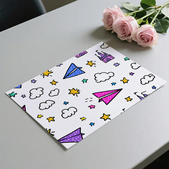 Enchanted Flight Doodle Mural Wallpaper | Pink, Blue, Purple Fantasy, High-Energy Kids' Room