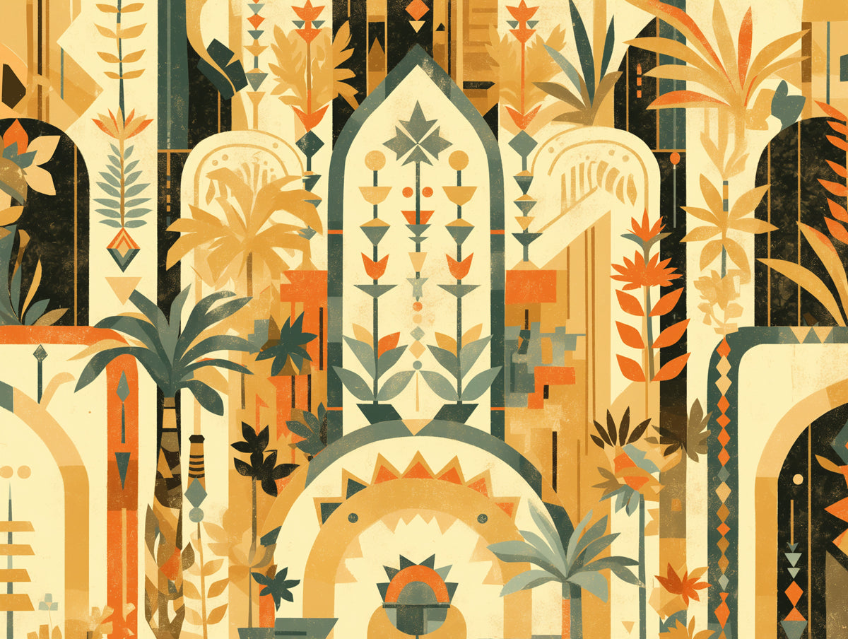 Botanical Arch Wallpaper in Living Room | Various Colors (Green, Brown, Beige, etc.) of Botanical Arch