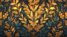 Dark Leafy Wallpaper in Living Room | Various Colors (Gold, Green, Black, etc) of Leaves